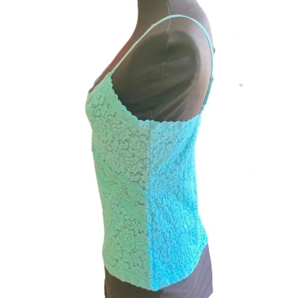VINTAGE Enchanted Aqua Floral Lace‎ Camisole, Size Large (measures small) - Picture 3 of 7